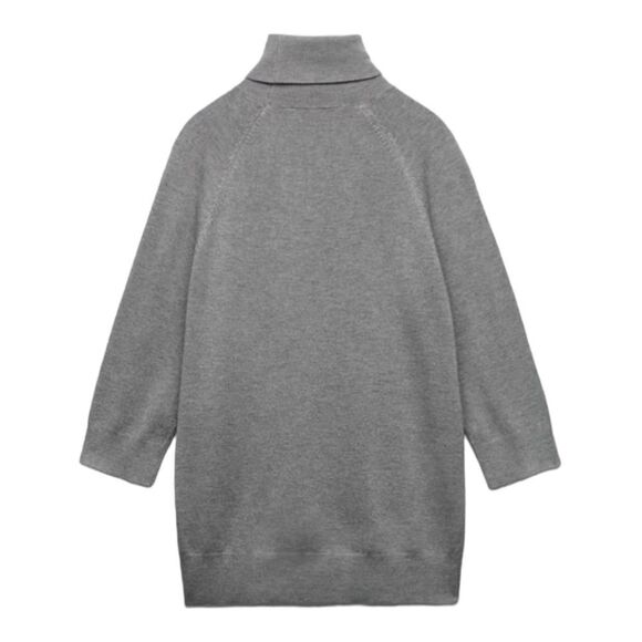 ZARA | Gray | HIGH COLLAR KNIT SWEATER - Picture 3 of 9
